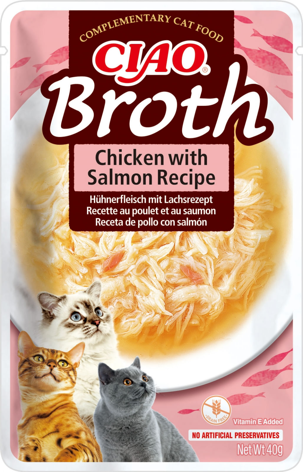 INABA Ciao Broth , Somon, plic hrană umedă fără cereale pisici, (în supă), 40g - poza 1