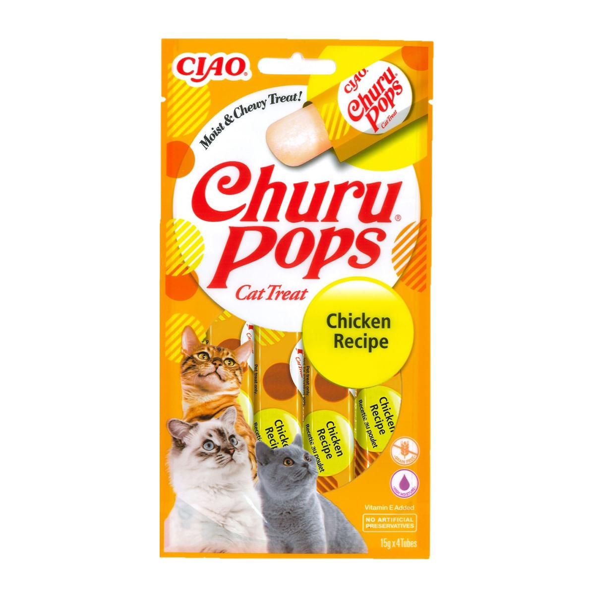 INABA CIAO Churu Pops, Pui, recompense lichide fără cereale pisici, topping pate, 15g x 4 - poza 4