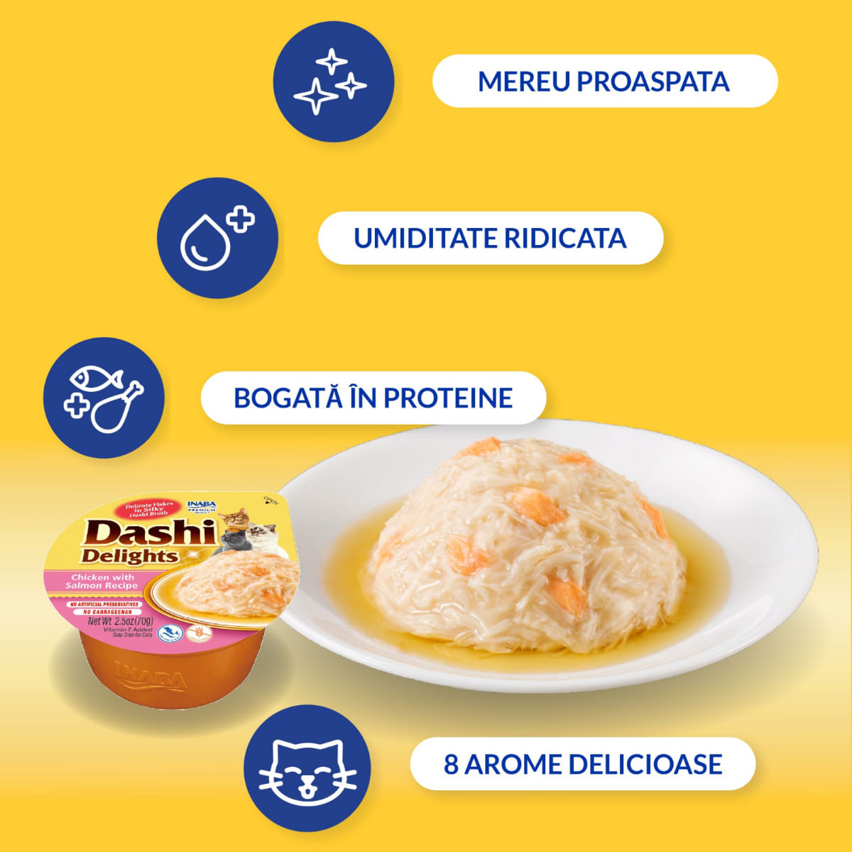 INABA Ciao Dashi, Pui, bol hrană umedă fără cereale pisici, (în sos), 70g - poza 5