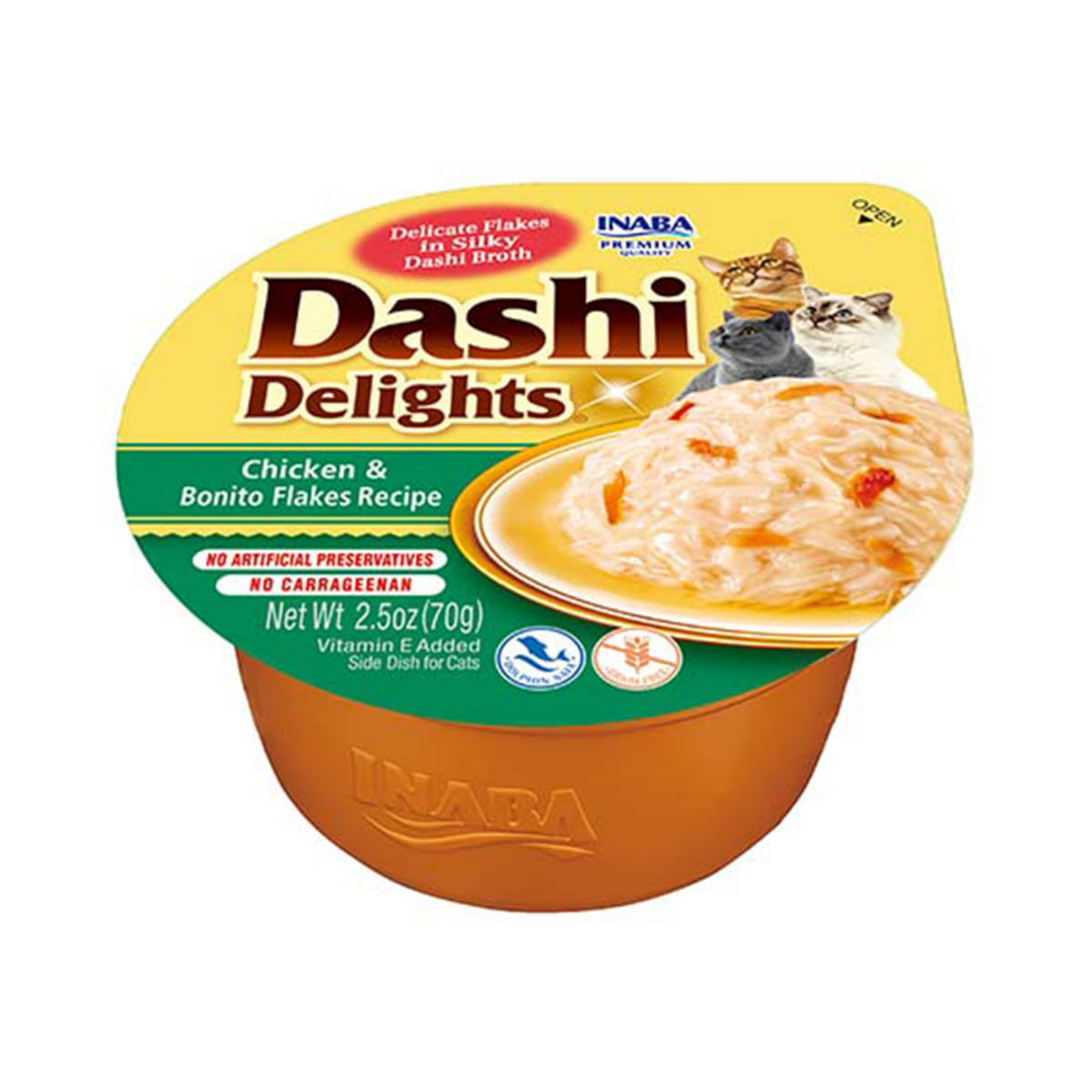 INABA Ciao Dashi, Pui și Fulgi de Bonito, bol hrană umedă fără cereale pisici, (în sos), 70g - poza 2