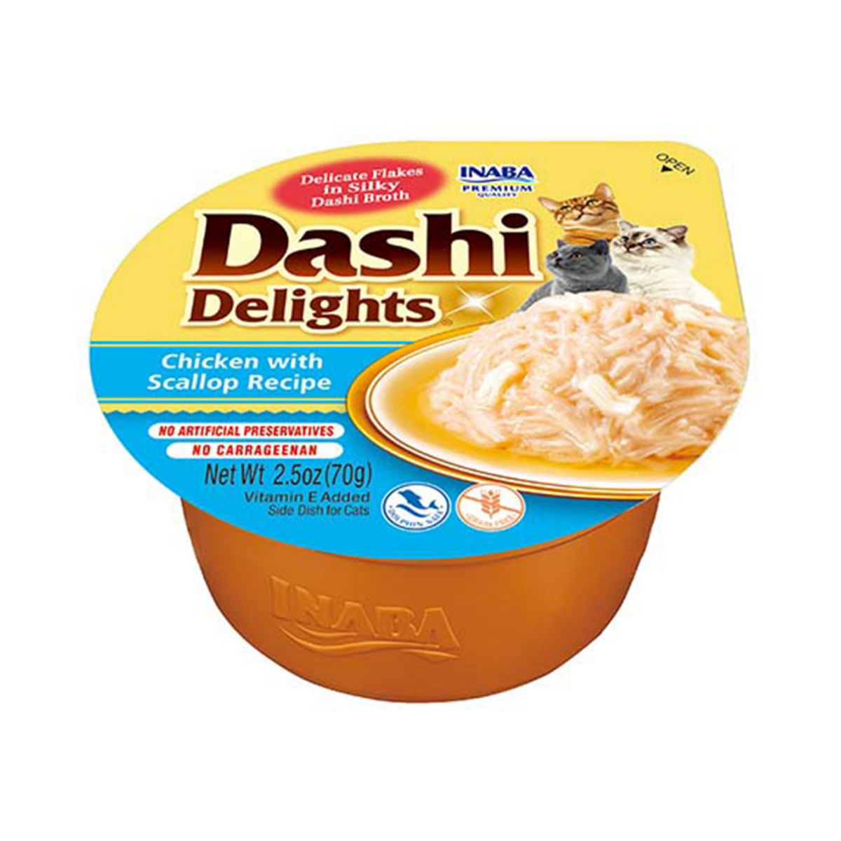 INABA Ciao Dashi, Pui și Scoici, bol hrană umedă fără cereale pisici, (în sos), 70g - poza 2