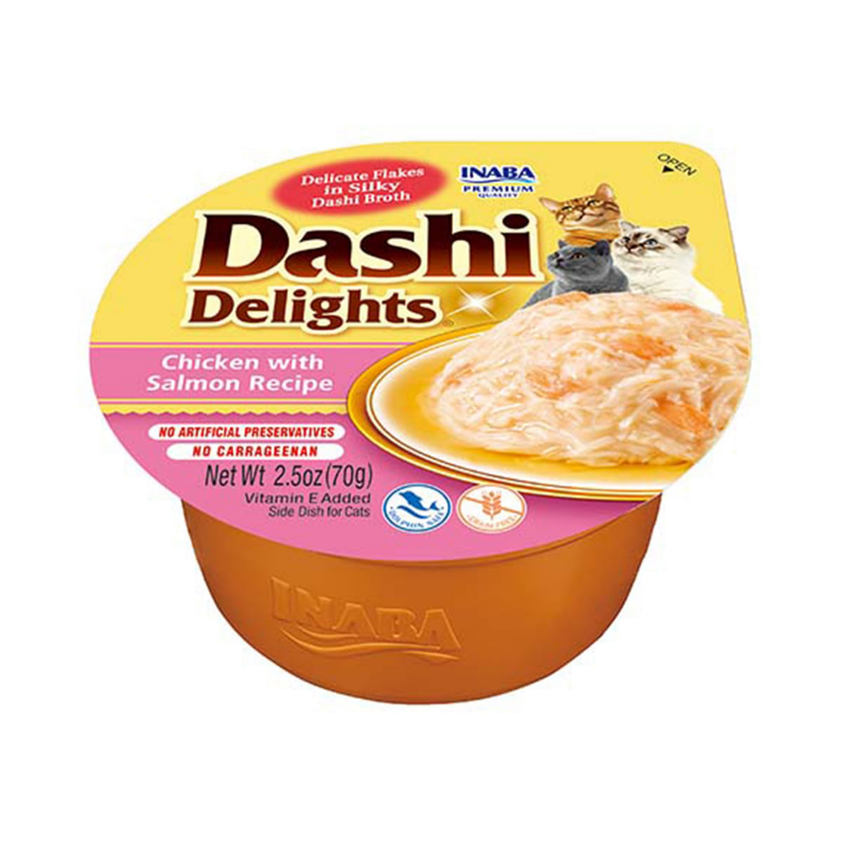 INABA Ciao Dashi, Pui și Somon, bol hrană umedă fără cereale pisici, (în sos), 70g - poza 1