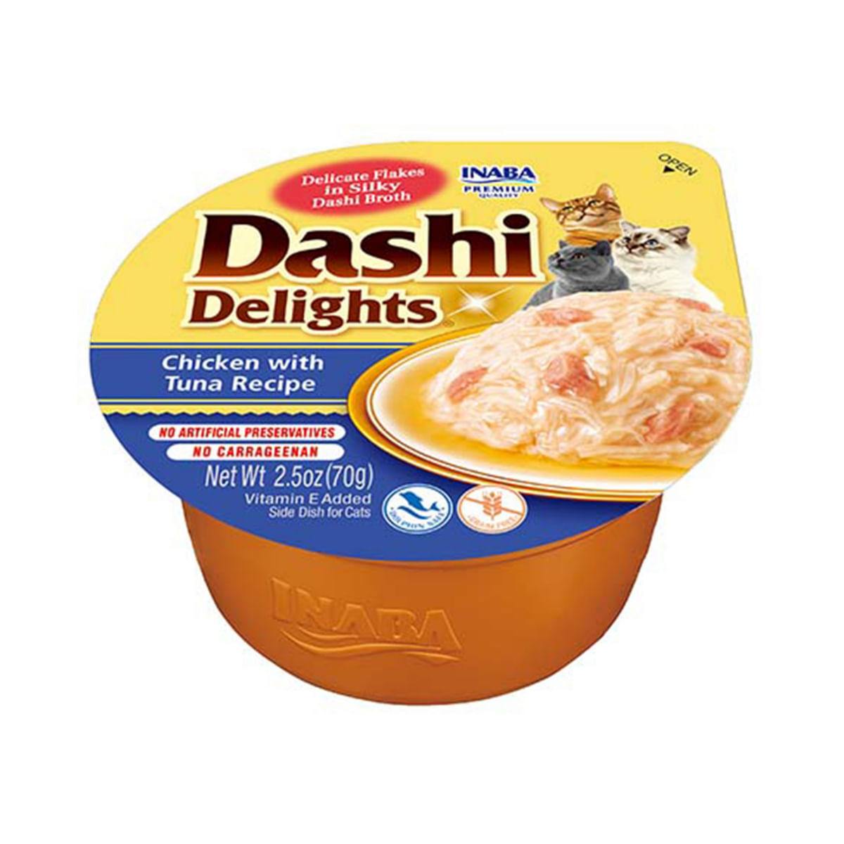 INABA Ciao Dashi, Pui și Ton, bol hrană umedă fără cereale pisici, (în sos), 70g - poza 1