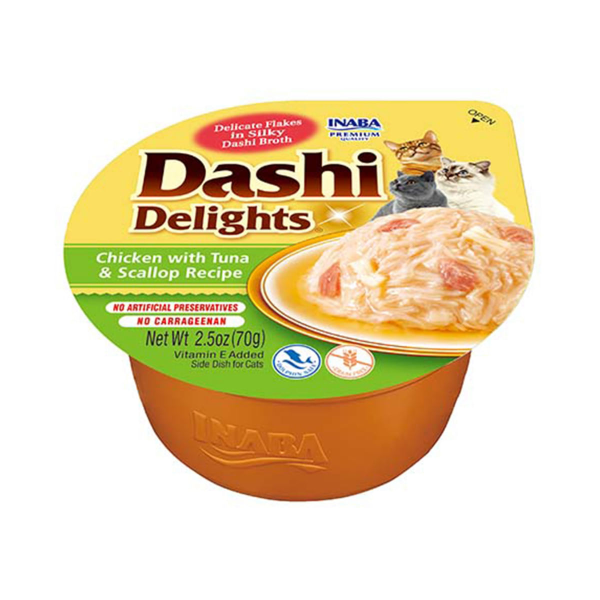 INABA Ciao Dashi, Pui, Ton și Scoici, bol hrană umedă fără cereale pisici, (în sos), 70g - poza 2
