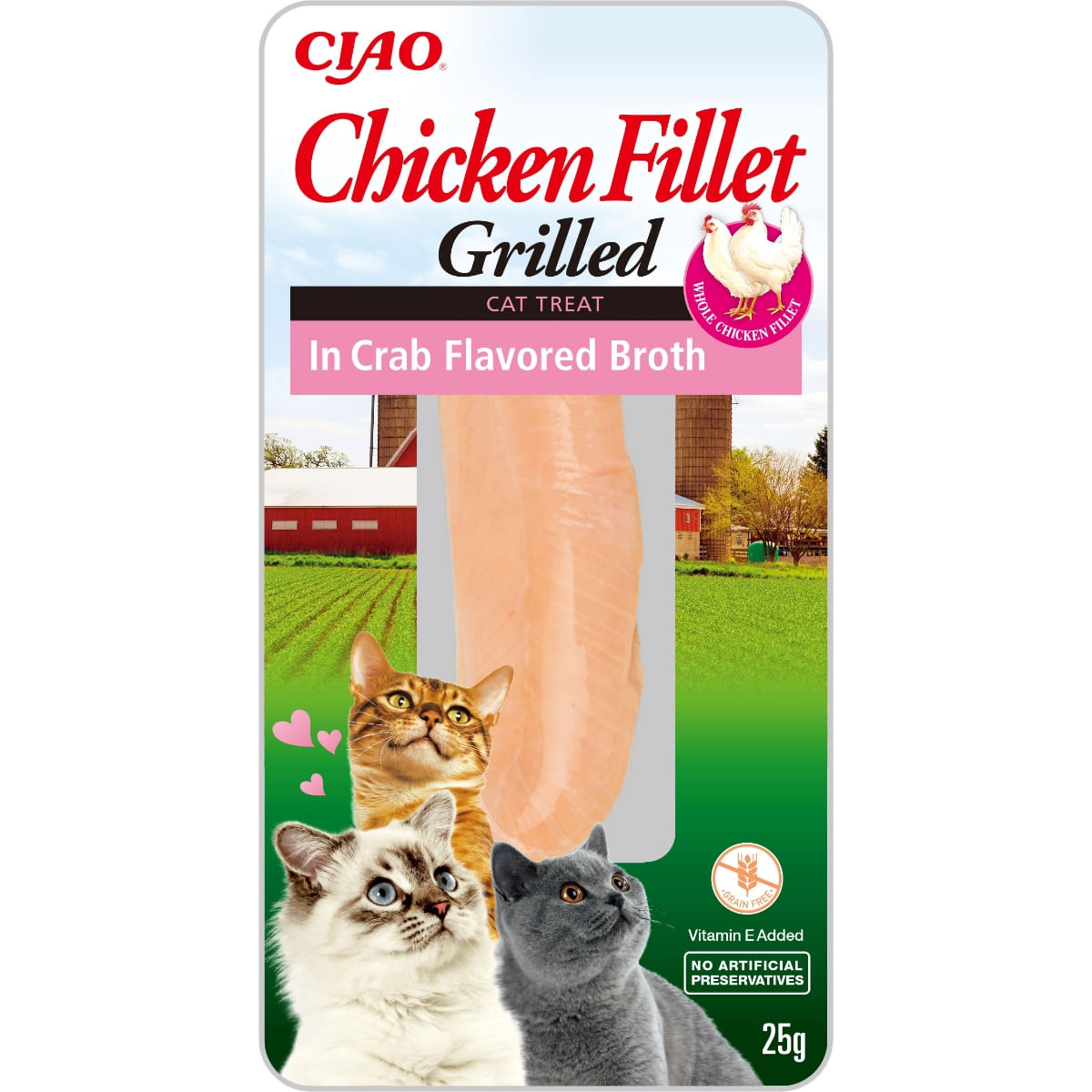 INABA Ciao Fillet, Pui și Creveți, plic recompense fără cereale pisici, (în sos), 25g - poza 1
