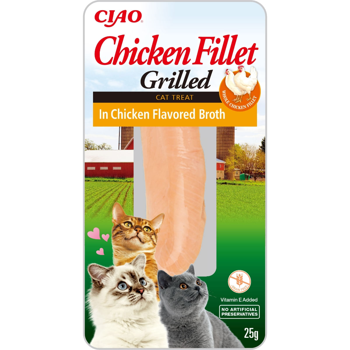 INABA Ciao Grilled Fillet, Pui, plic recompense fără cereale pisici, (în sos), 25g - poza 1