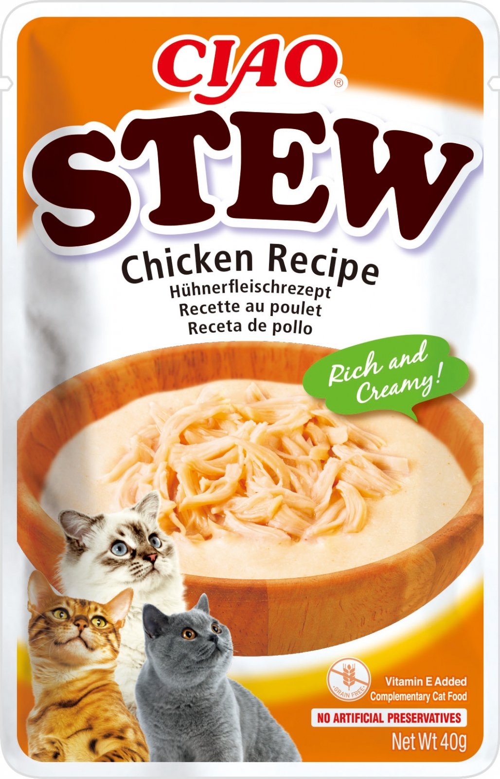 INABA Ciao Stew, Pui, plic hrană umedă fără cereale pisici, (în sos), 40g - poza 1