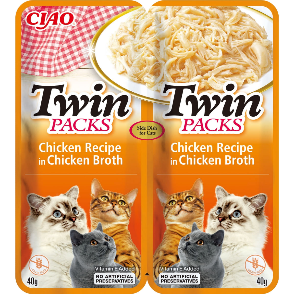 INABA Ciao Twin Packs, Pui, plic hrană umedă fără cereale pisici, (topping), 80g - poza 3