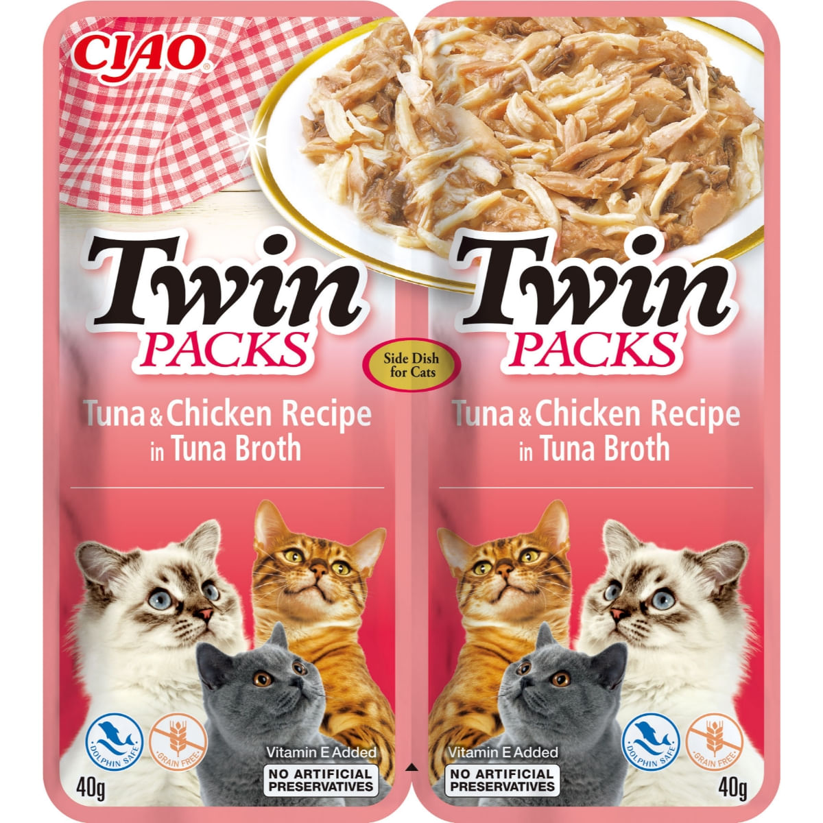 INABA Ciao Twin Packs, Ton și Pui, plic hrană umedă fără cereale pisici, (topping), 80g - poza 2