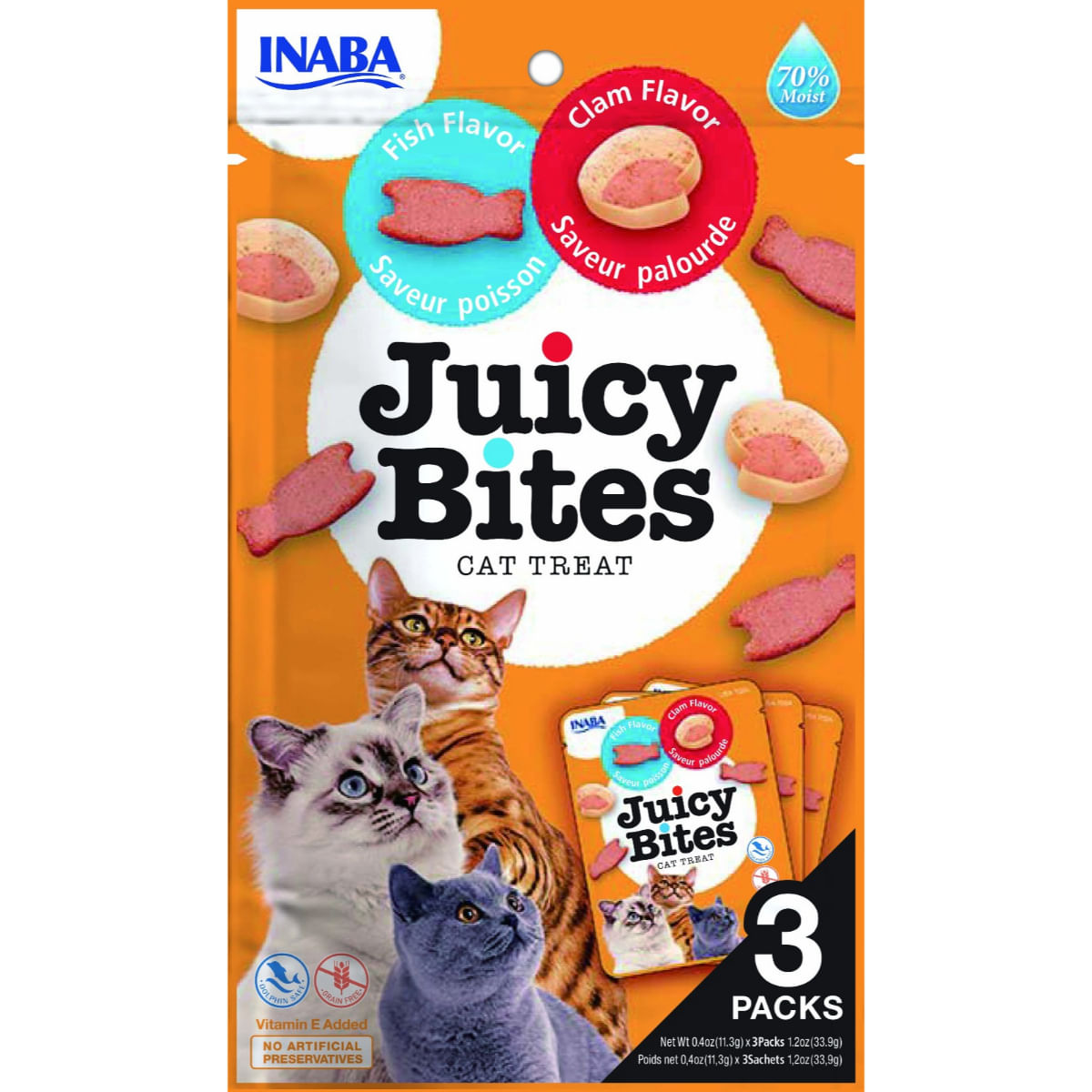 INABA Juicy Bites, Pește și Scoici, punguță, recompense fără cereale pisici, semimoist INABA Juicy Bites, Pește și Scoici, punguță, plic recompense fără cereale pisici, semimoist, 33g - poza 2