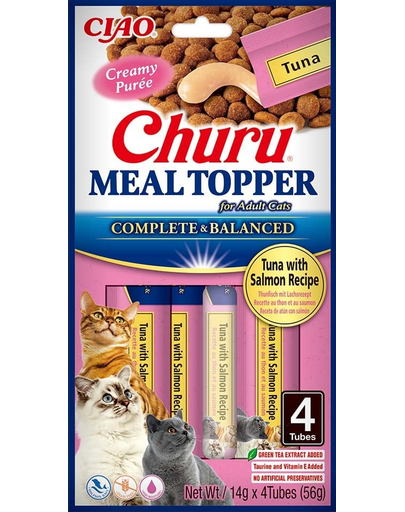 INABA Meal Topper Tuna Salmon 4x14 g supliment cremos cu ton si somon pentru pisici