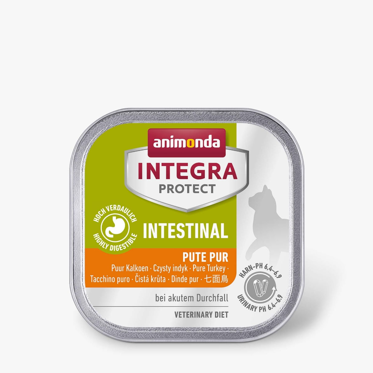 INTEGRA PROTECT Intestinal, Curcan, dietă veterinară, tăviță hrană umedă conținut redus cereale pisici, sistem digestiv, (în aspic), 100g - poza 1
