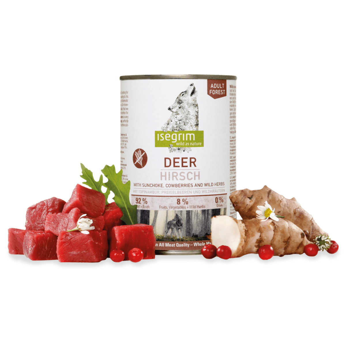 ISEGRIM, XS-XL, Căprioară, conservă hrană umedă fără cereale câini, (în sos), 400g - poza 1