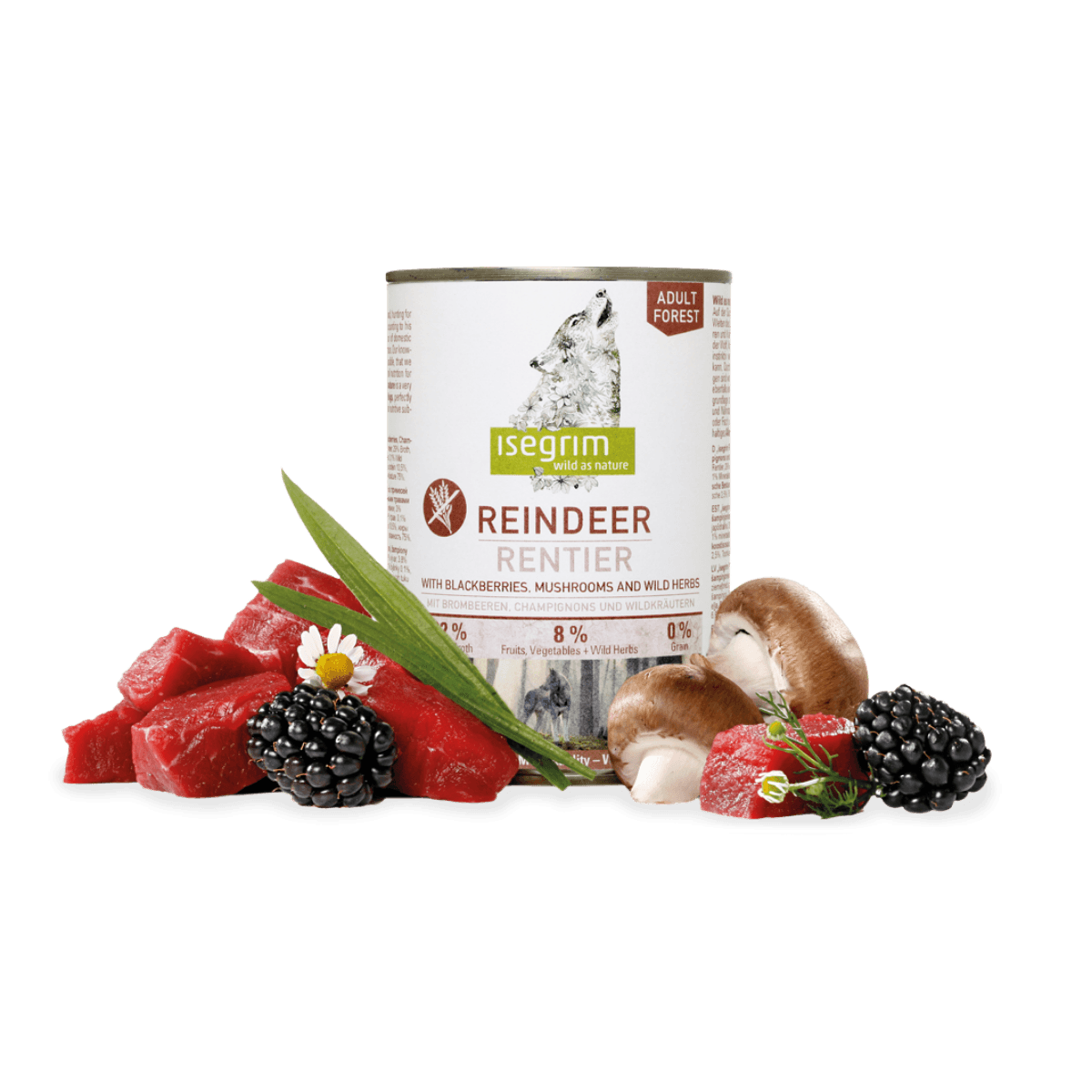 ISEGRIM, XS-XL, Ren, conservă hrană umedă fără cereale câini, (în sos), 400g - poza 2
