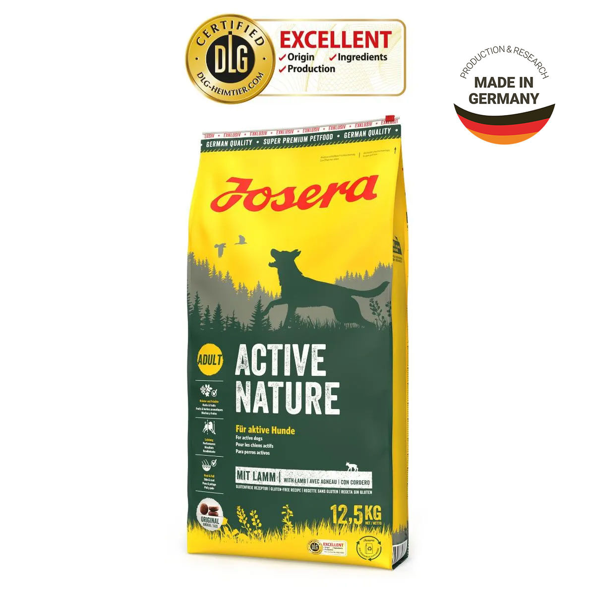 JOSERA Active Nature, XS-XL, Pasăre și Miel, hrană uscată câini, activitate intensă, 12.5kg - poza 1