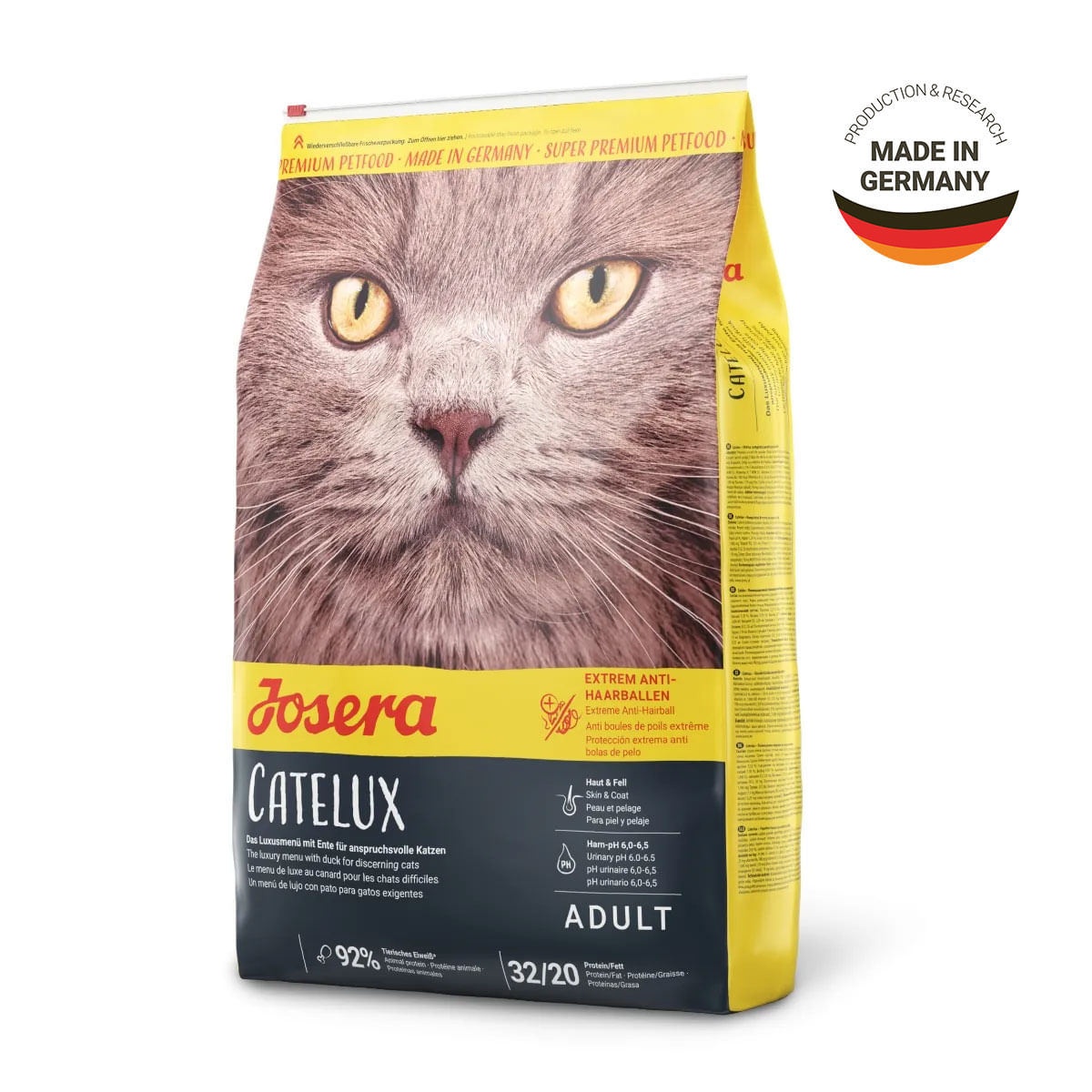 JOSERA Catelux, Rață, hrană uscată pisici, limitarea ghemurilor de blană, 10kg - poza 1