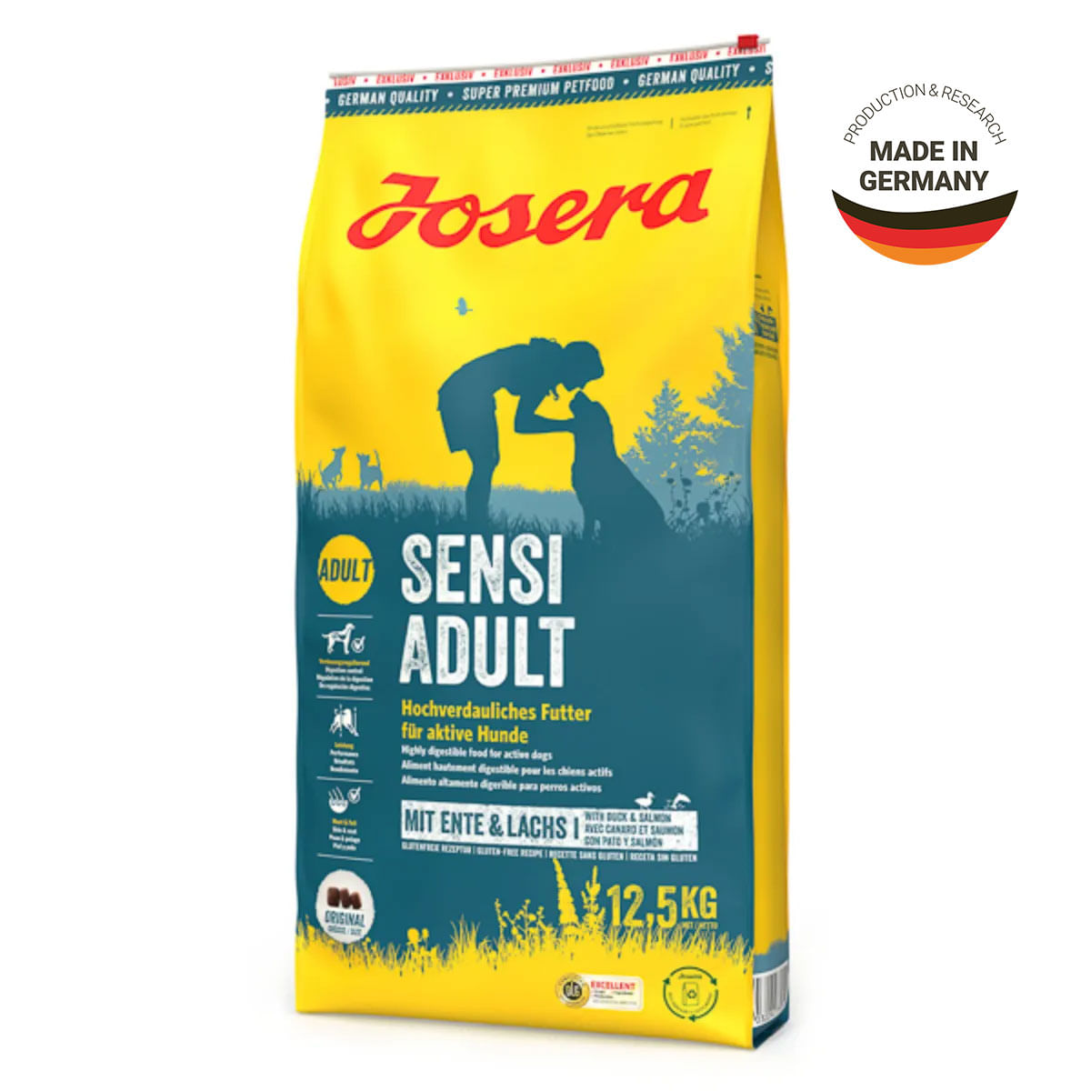 JOSERA Sensi Adult, XS-XL, Rață și Somon, hrană uscată câini, sistem digestiv, 12.5kg - poza 1