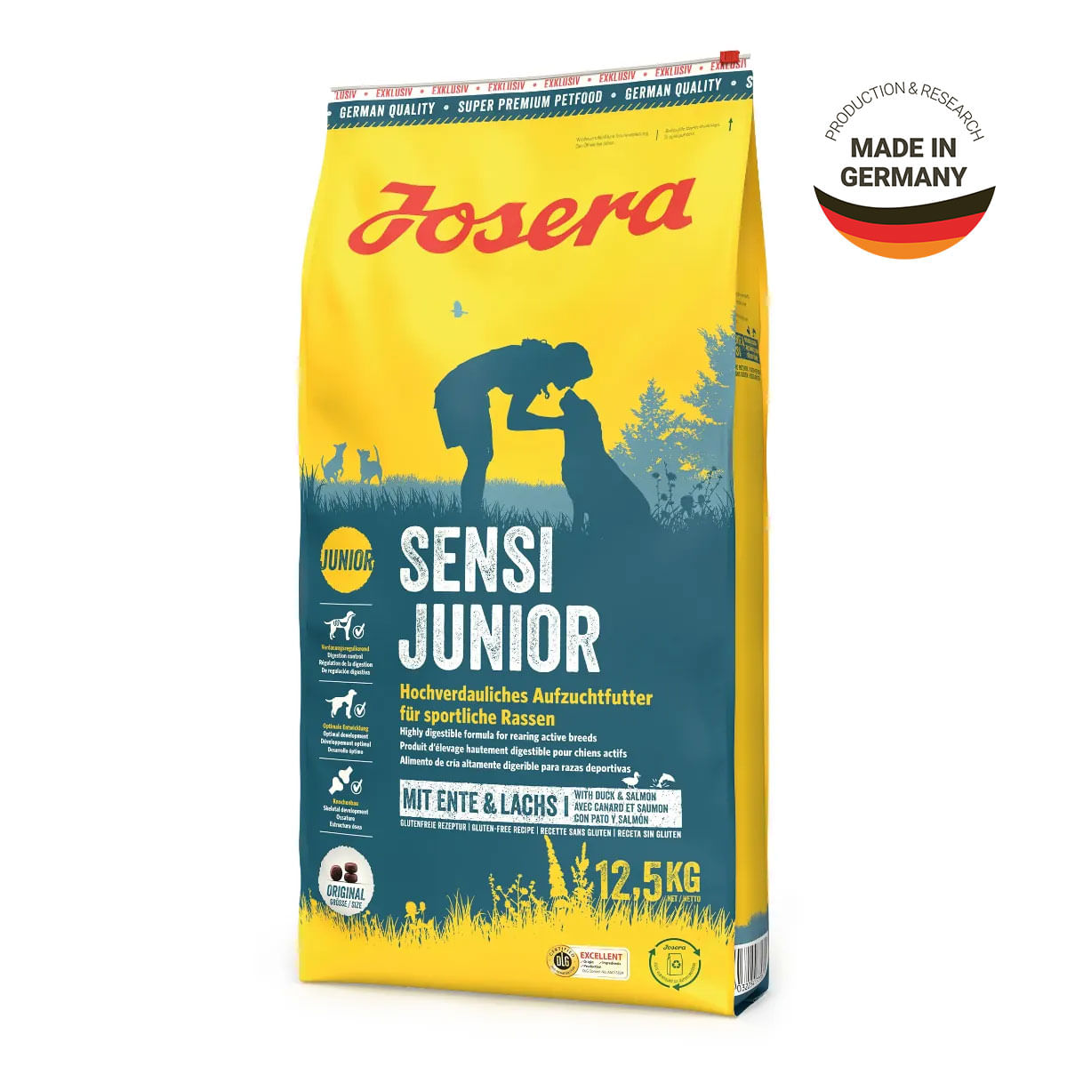 JOSERA Sensi Junior, XS-XL, Rață și Somon, hrană uscată câini junior, 12.5kg - poza 1