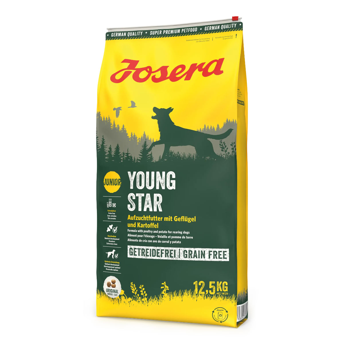 JOSERA Youngstar, XS-XL, Pasăre, hrană uscată fără cereale câini junior, sistem digestiv, 12.5kg - poza 2