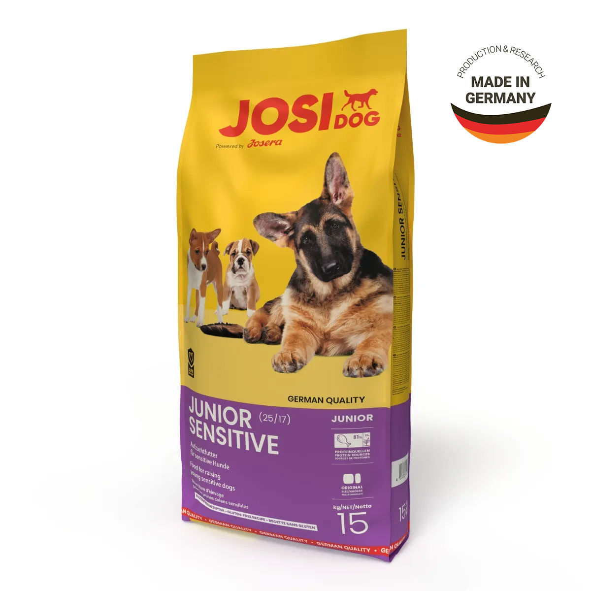 JOSIDOG Junior Sensitive, XS-XL, Pasăre, hrană uscată câini junior, sistem digestiv, 15kg - poza 3