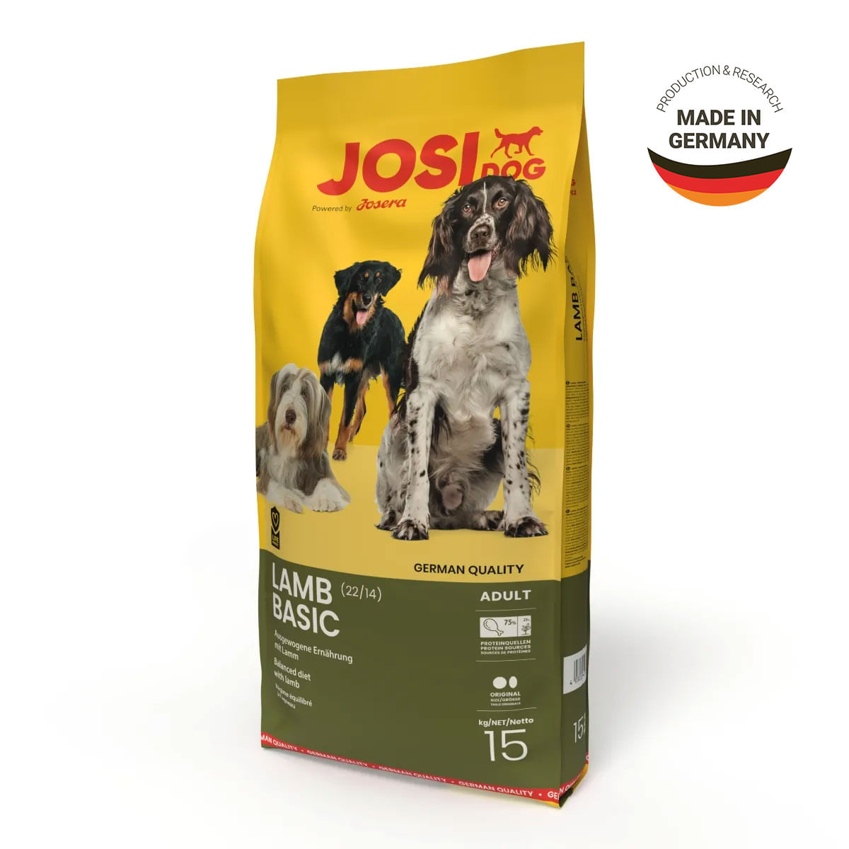 JOSIDOG Lamb Basic, XS-XL, Miel, hrană uscată câini, 15kg - poza 1