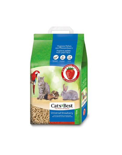 JRS Cat’s Best Universal Asternut din lemn pentru animale de companie, capsuni 10 l