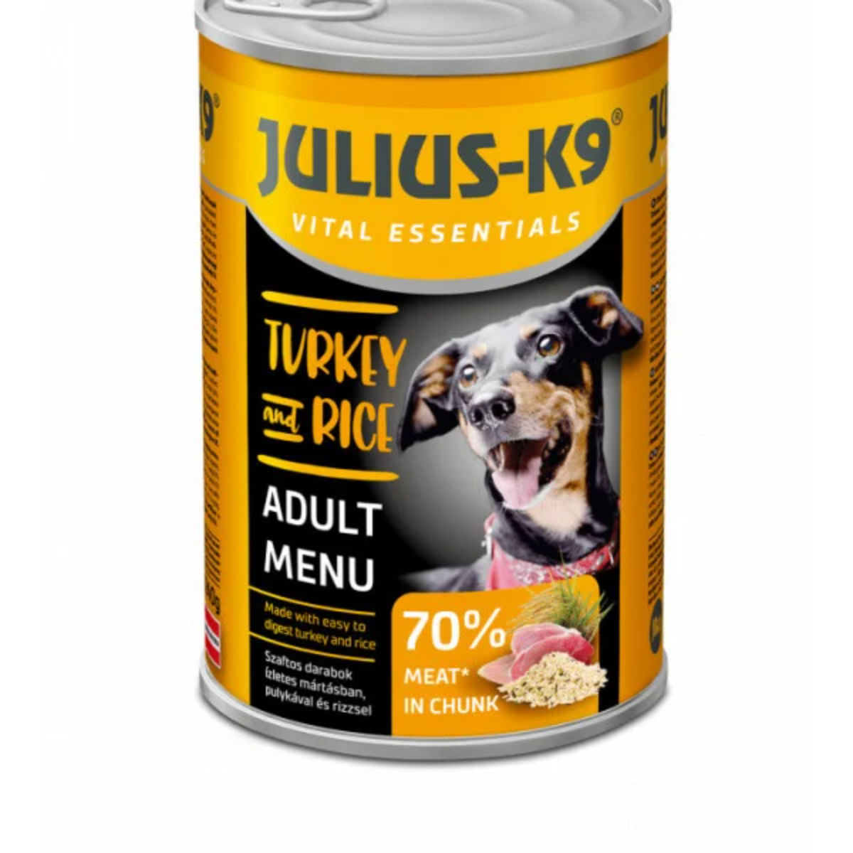 JULIUS-K9 Adult Menu, XS-XL, Curcan și Orez, conservă hrană umedă câini, (în sos), 1240g - poza 2