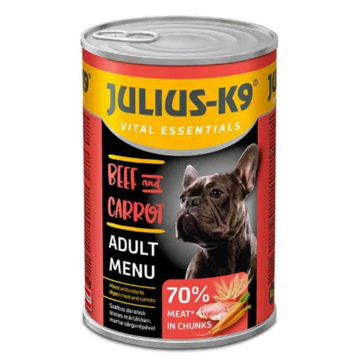 JULIUS-K9 Adult Menu, XS-XL, Vită și Morcov, conservă hrană umedă câini, (în sos), 1240g - poza 1