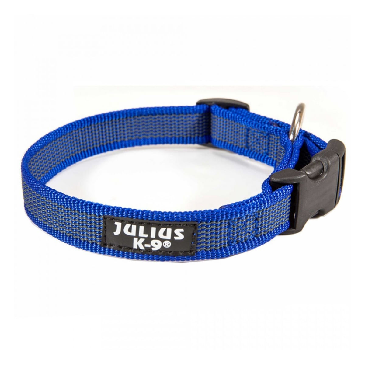 JULIUS-K9 Color & Gray, zgardă ajustabilă cu mâner câini, nylon, 20mm x 27-42cm, albastru cu gri - poza 1