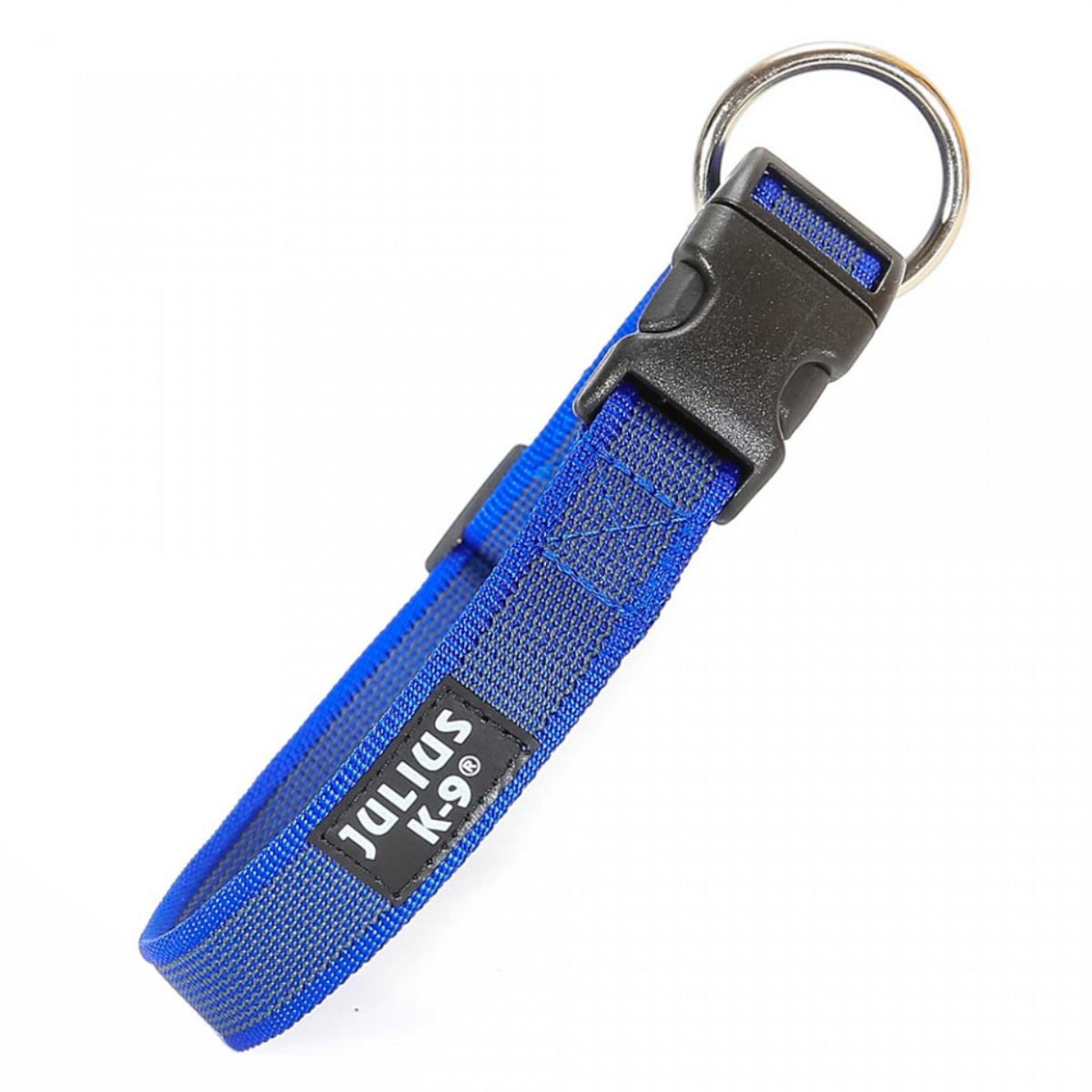 JULIUS-K9 Color & Gray, zgardă ajustabilă cu mâner câini, nylon, 25mm x 39-45cm, albastru - poza 3