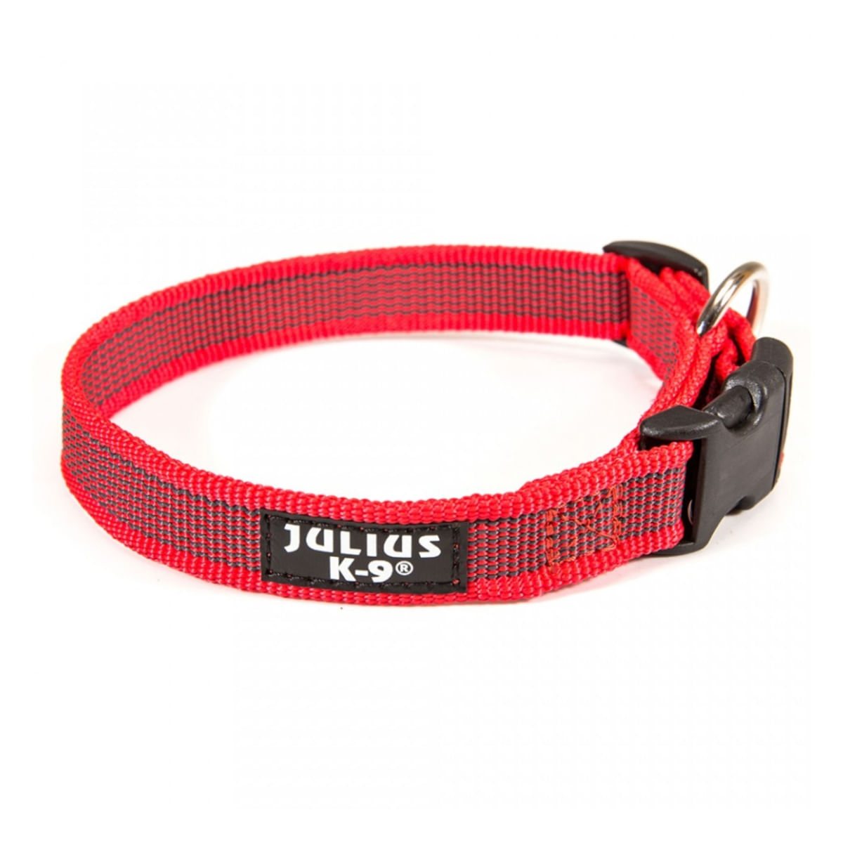 JULIUS-K9 Color & Gray, zgardă ajustabilă cu mâner câini, nylon, 25mm x 39-45cm, roșu - poza 1