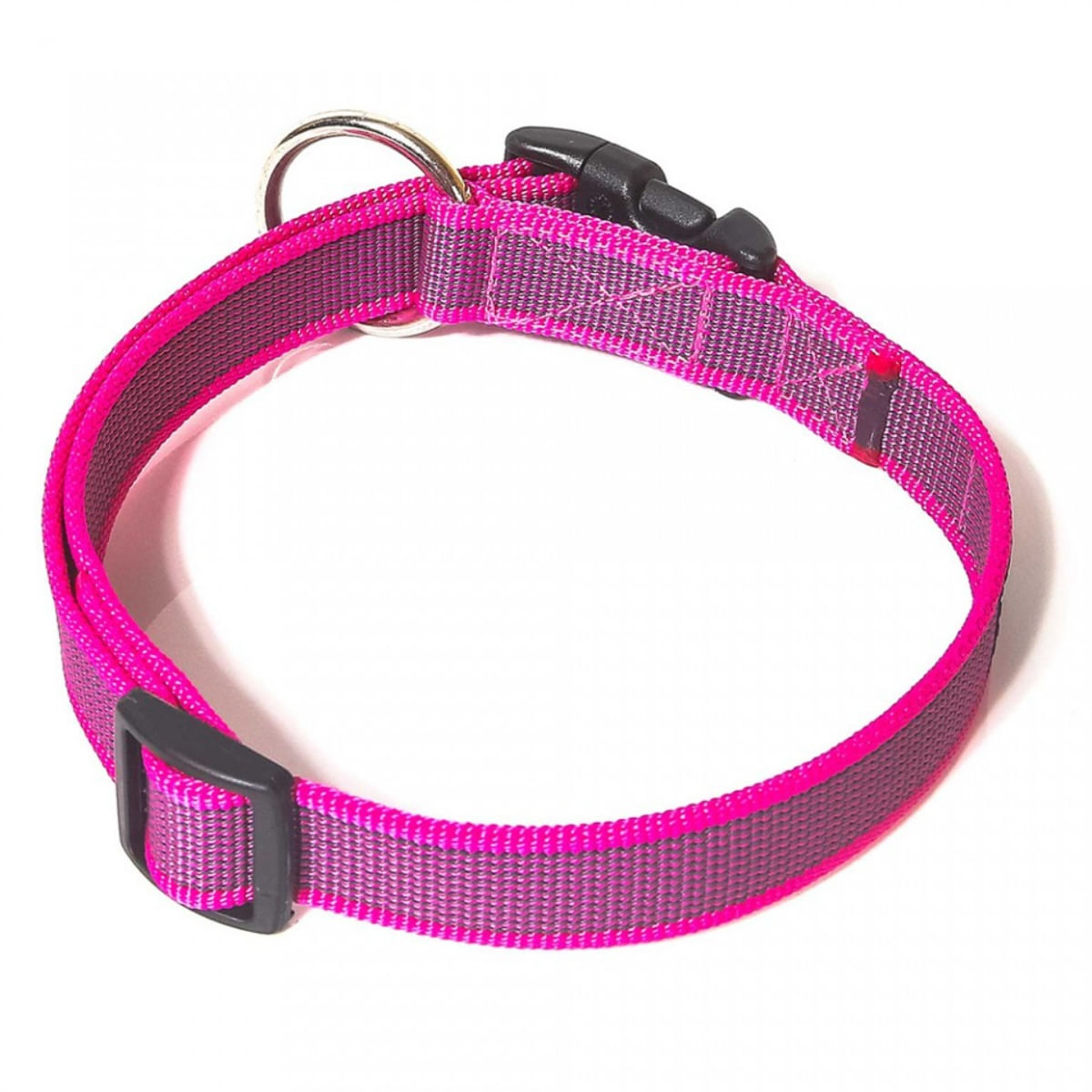 JULIUS-K9 Color & Gray, zgardă ajustabilă cu mâner câini, nylon, 25mm x 39-45cm, roz - poza 3