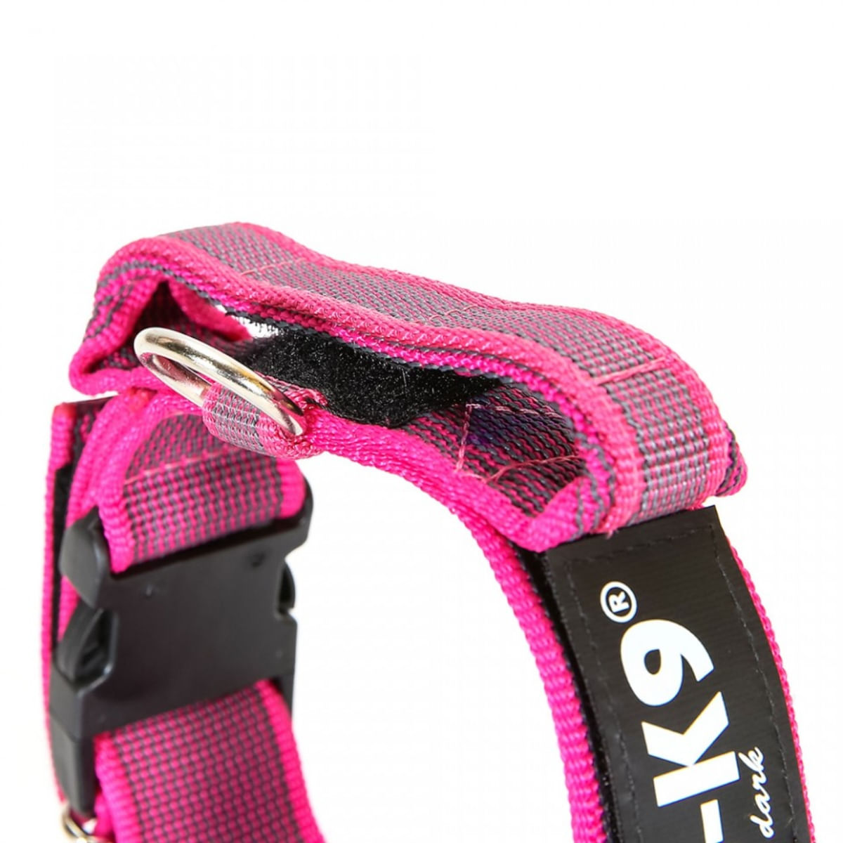 JULIUS-K9 Color & Gray, zgardă ajustabilă cu mâner câini, nylon, 40mm x 38-53cm, roz cu gri - poza 2