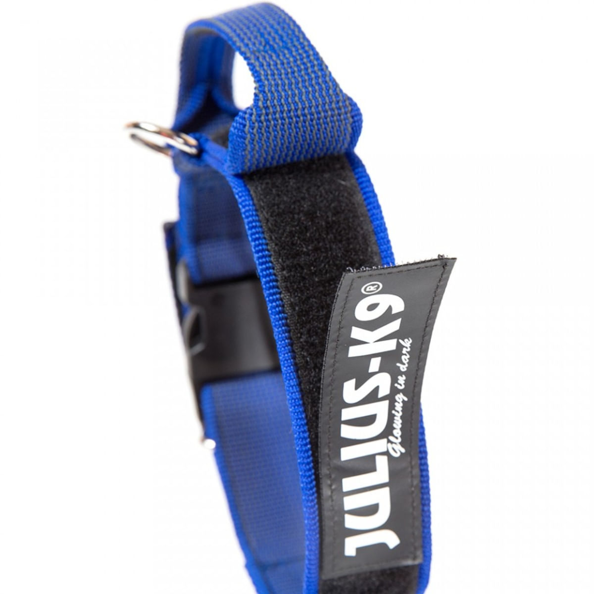 JULIUS-K9 Color & Gray, zgardă ajustabilă cu mâner câini, nylon, 50mm x 49-70cm, albastru cu gri - poza 4