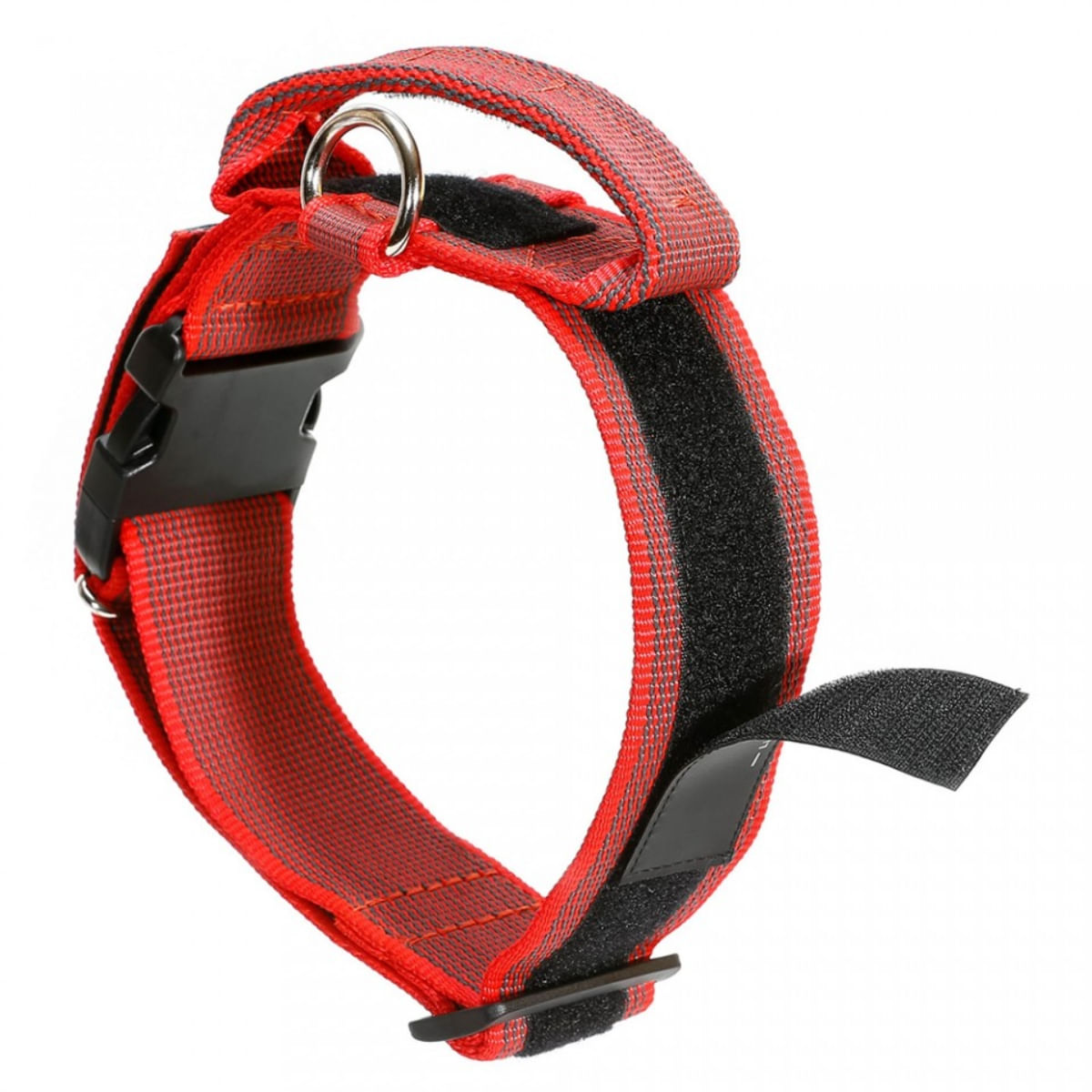 JULIUS-K9 Color & Gray, zgardă ajustabilă cu mâner câini, nylon, 50mm x 49-70cm, roșu cu gri - poza 2