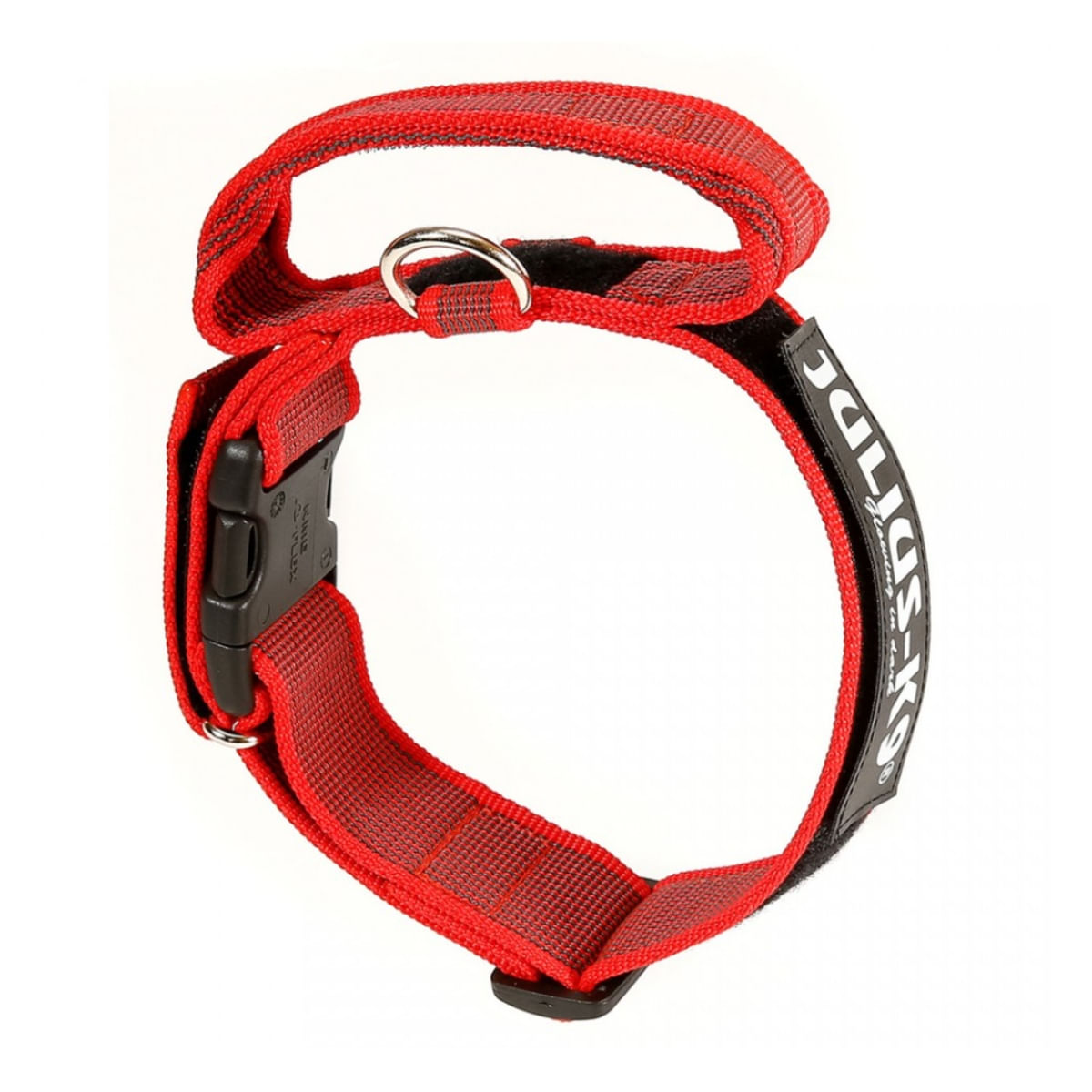 JULIUS-K9 Color & Gray, zgardă ajustabilă cu mâner câini, nylon, 50mm x 49-70cm, roșu cu gri - poza 3