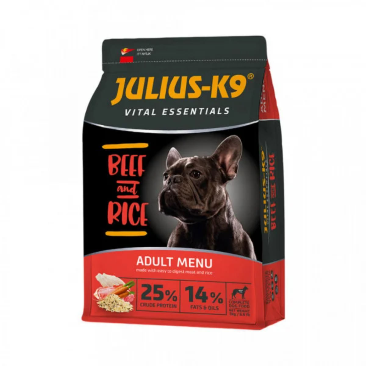JULIUS-K9 Hypoallergenic Adult Menu, XS-XL, Vită și Orez, hrană uscată câini, alergii, 12kg - poza 1