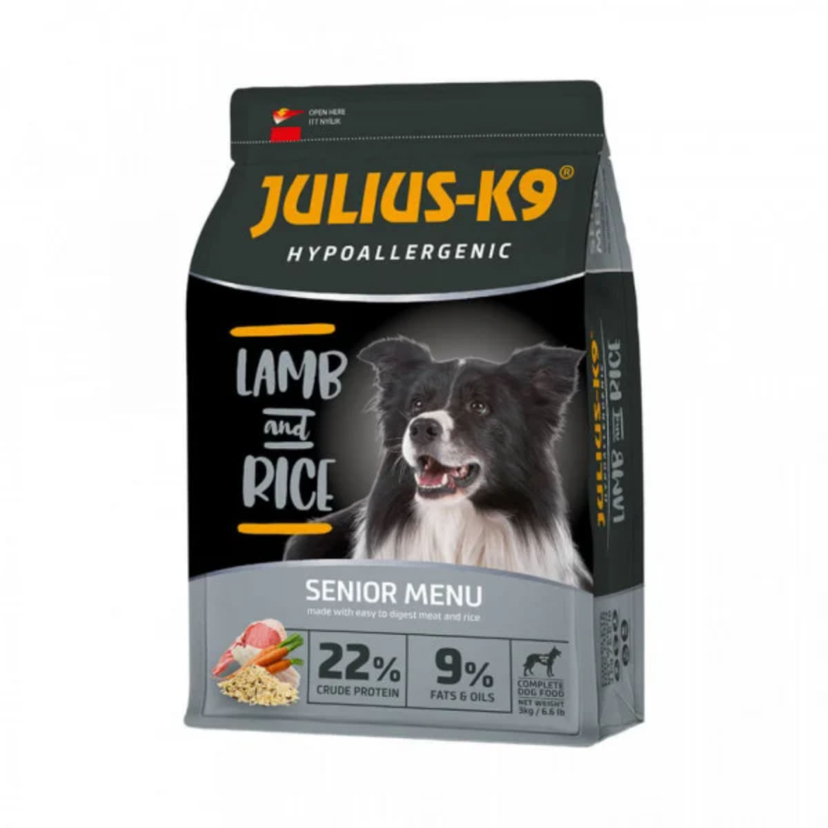 JULIUS-K9 Hypoallergenic Senior Menu, XS-XL, Miel și Orez, hrană uscată câini senior, alergii, 3kg - poza 2