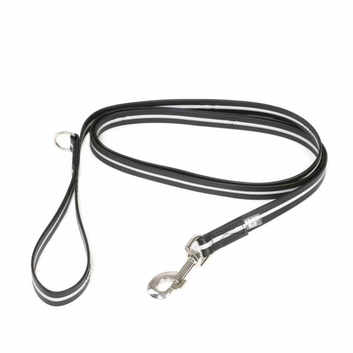 JULIUS-K9 IDC Rope, lesă fosforescentă cu mâner și inel câini, cauciuc, 19mm x 2m, negru - poza 1
