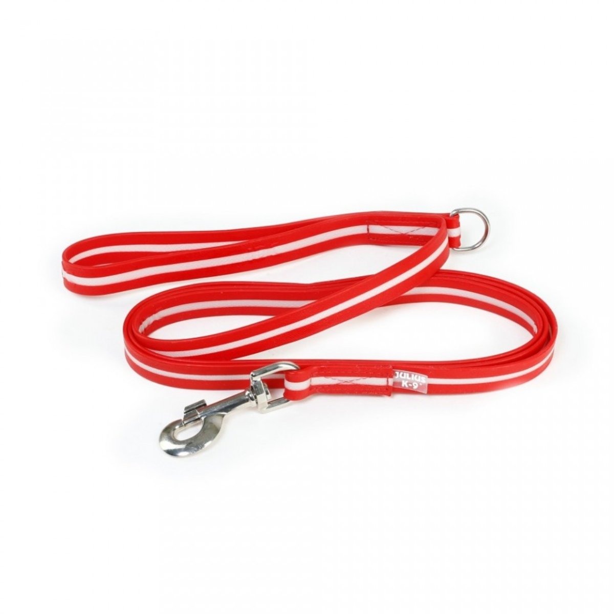 JULIUS-K9 IDC Rope, lesă fosforescentă cu mâner și inel câini, cauciuc, 19mm x 2m, roșu - poza 1