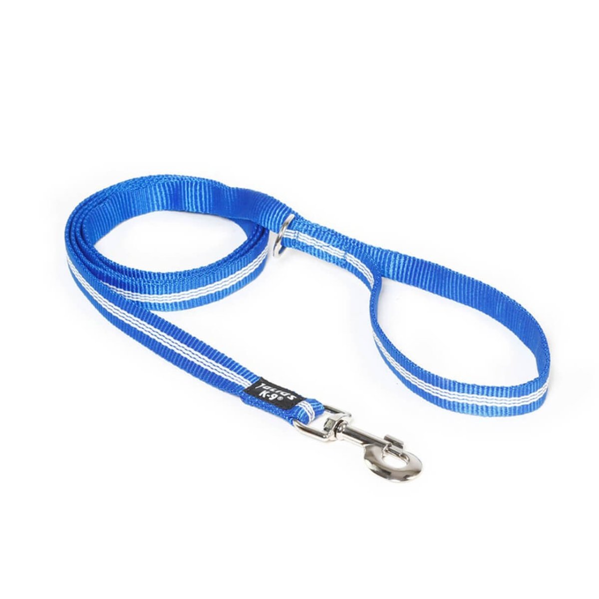JULIUS-K9 IDC Rope, lesă nylon cu fire flourescente cu mâner și inel câini, 19mm x 1.8m JULIUS-K9 IDC Rope, lesă nylon cu fire flourescente câini, 19mm x 1.8m, albastru - poza 1