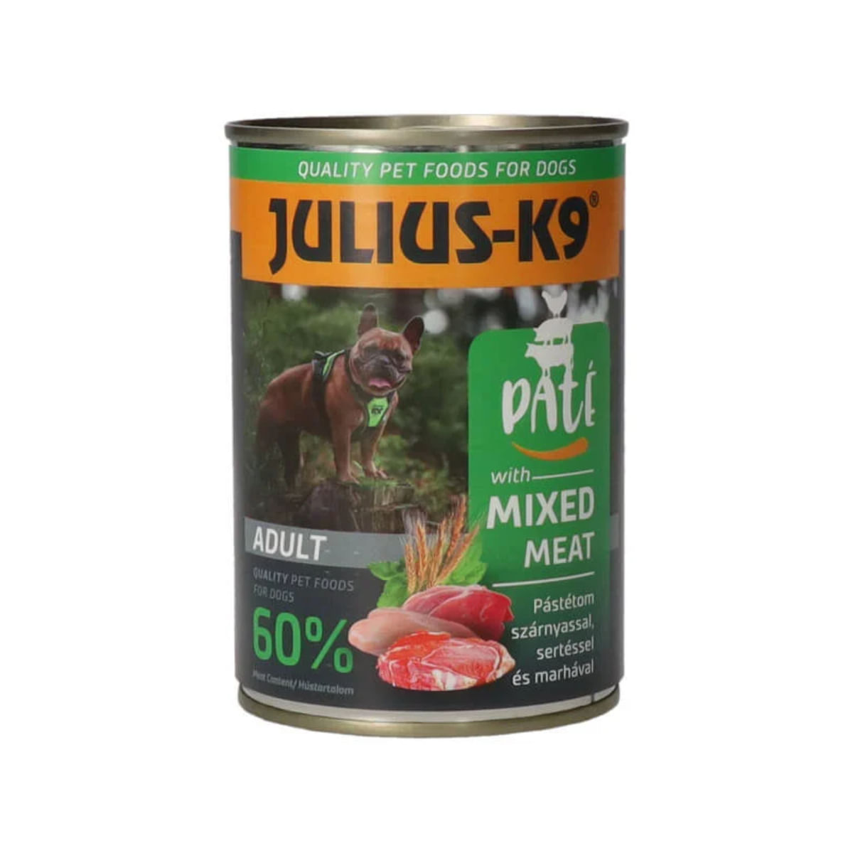 JULIUS-K9 Mixed Meet, XS-XL, Pasăre și Porc, conservă hrană umedă câini, (pate), 400g - poza 1