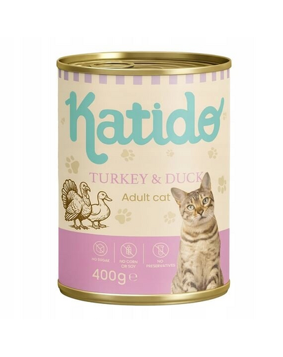 KATIDO Adult Cat Turkey and Duck 400 g curcan și rață cu ulei de somon hrană pentru pisici