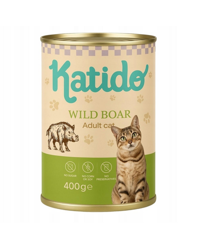 KATIDO Adult Cat Wild Boar 400 g hrană pisică, cu mistreț și ulei somon