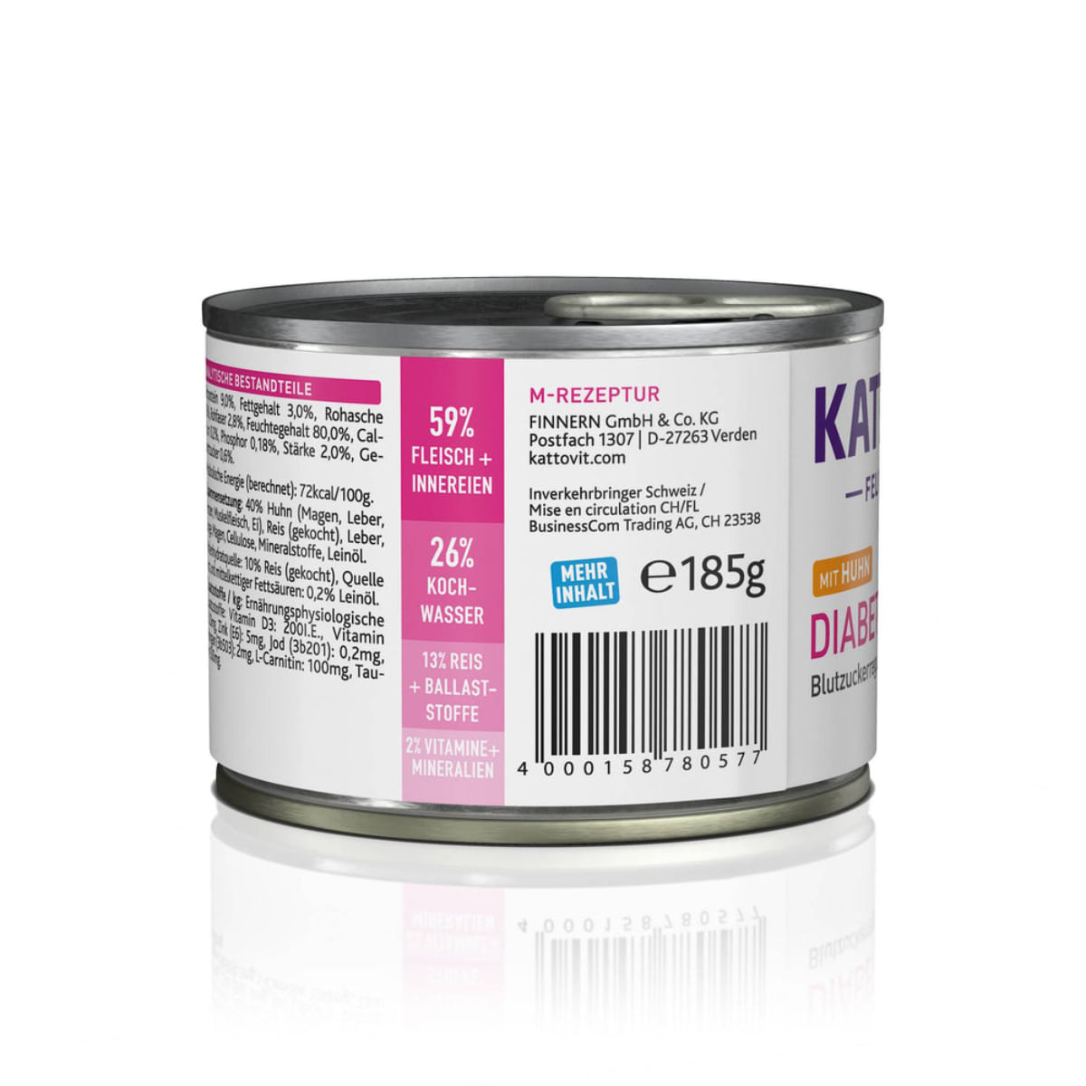 KATTOVIT Diabetes, Pui, dietă veterinară, conservă hrană umedă pisici, diabet, (în aspic), 185g - poza 4