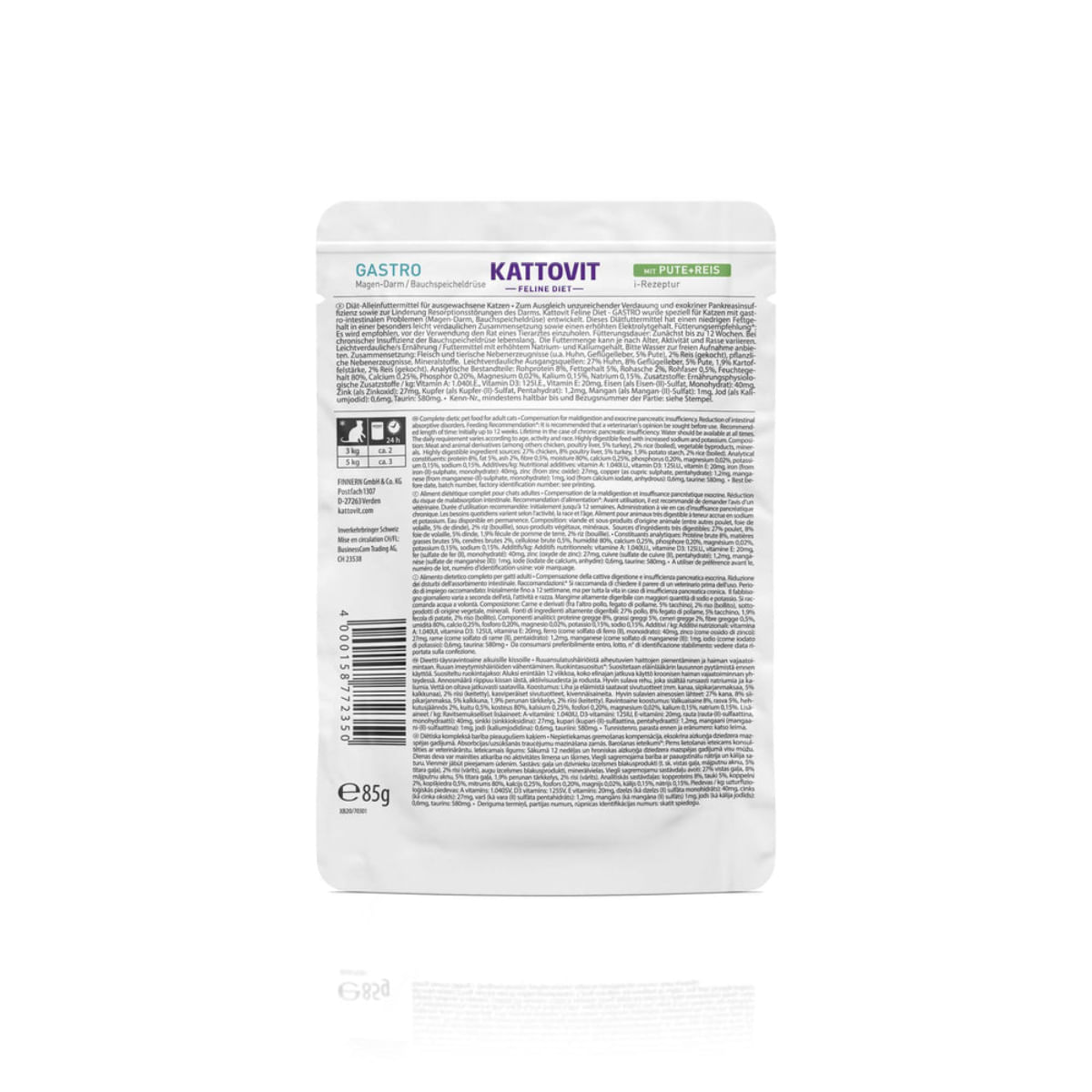 KATTOVIT Gastro, Curcan și Orez, dietă veterinară, plic hrană umedă pisici, sistem digestiv, (în sos), bax, 85g x 24buc - poza 5