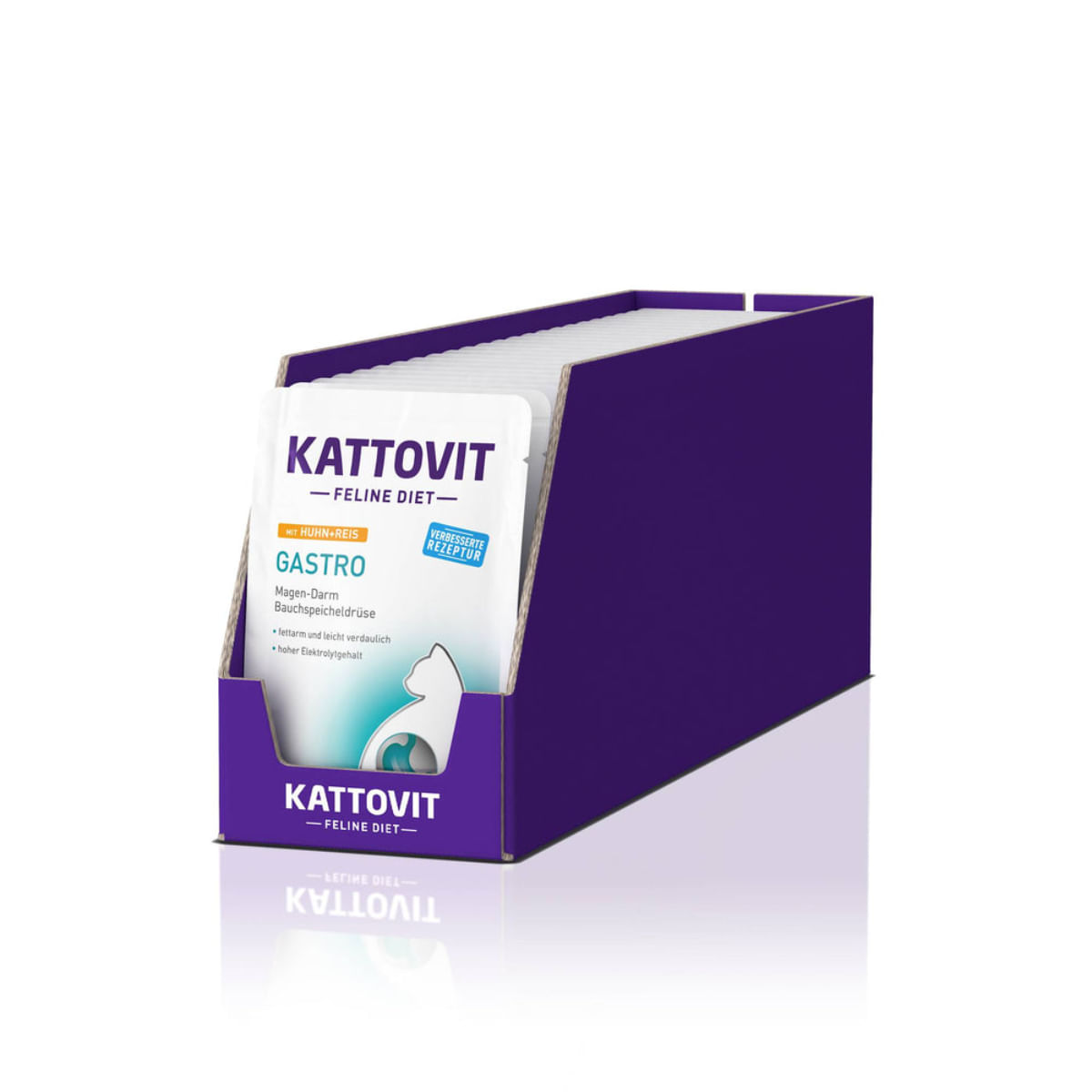 KATTOVIT Gastro, Pui și Orez, dietă veterinară, plic hrană umedă pisici, sistem digestiv, (în sos), bax, 85g x 24buc - poza 1
