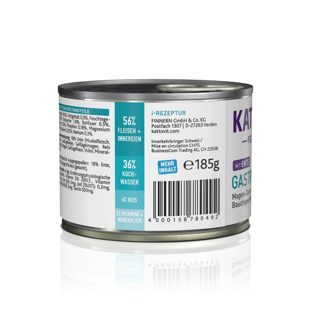 KATTOVIT Gastro, Rață, dietă veterinară, conservă hrană umedă pisici, sistem digestiv, (în aspic), bax, 185g x 12buc - poza 5