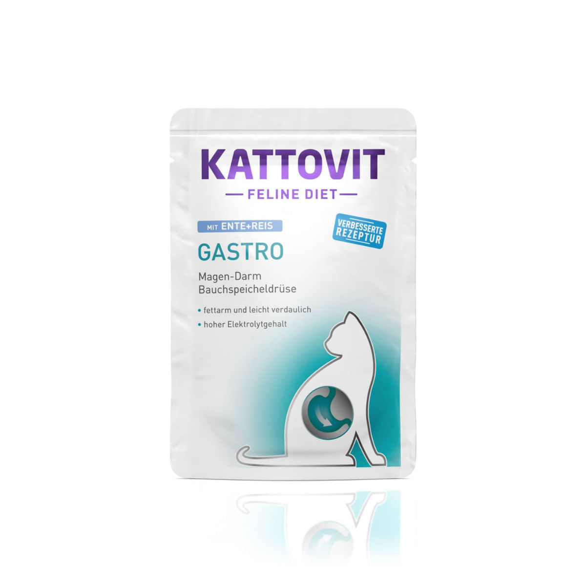 KATTOVIT Gastro, Rață și Orez, dietă veterinară, plic hrană umedă pisici, sistem digestiv, (în sos), bax, 85g x 24buc - poza 1