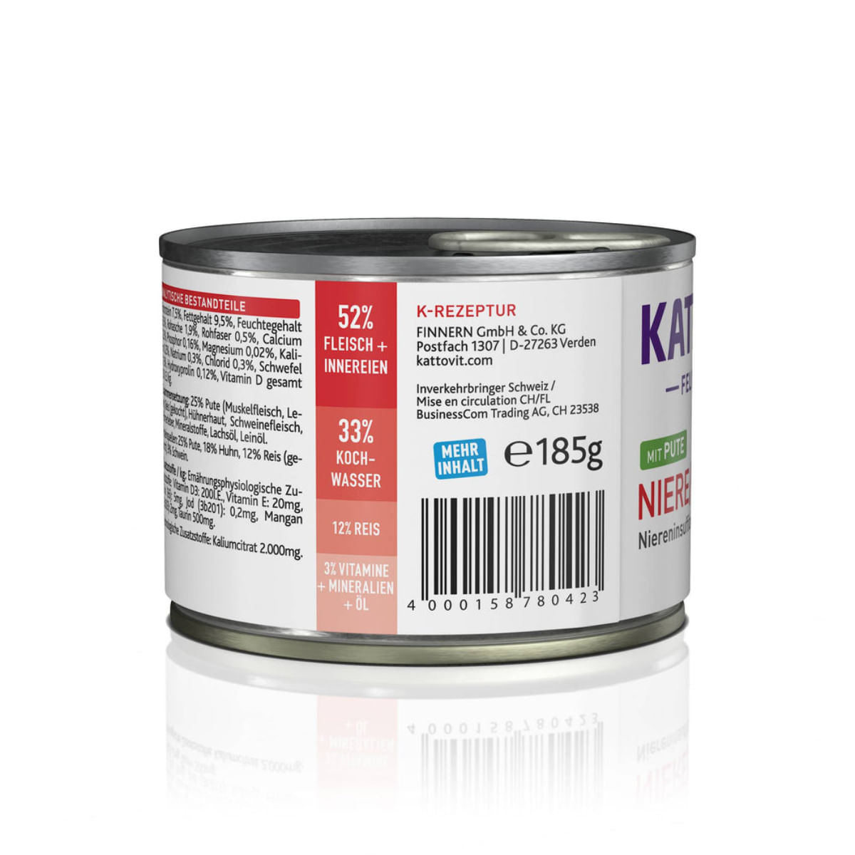 KATTOVIT Renal, Curcan, dietă veterinară, conservă hrană umedă pisici, sistem renal, (în aspic), 185g - poza 4